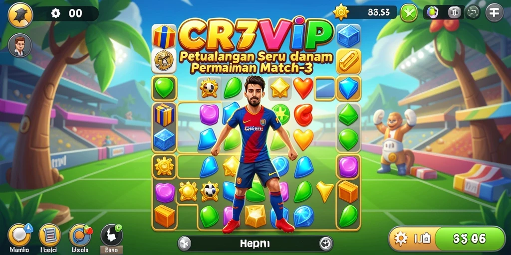 Tampilan gameplay menawan dari CR7VIP dengan tantangan Match-3 yang seru.