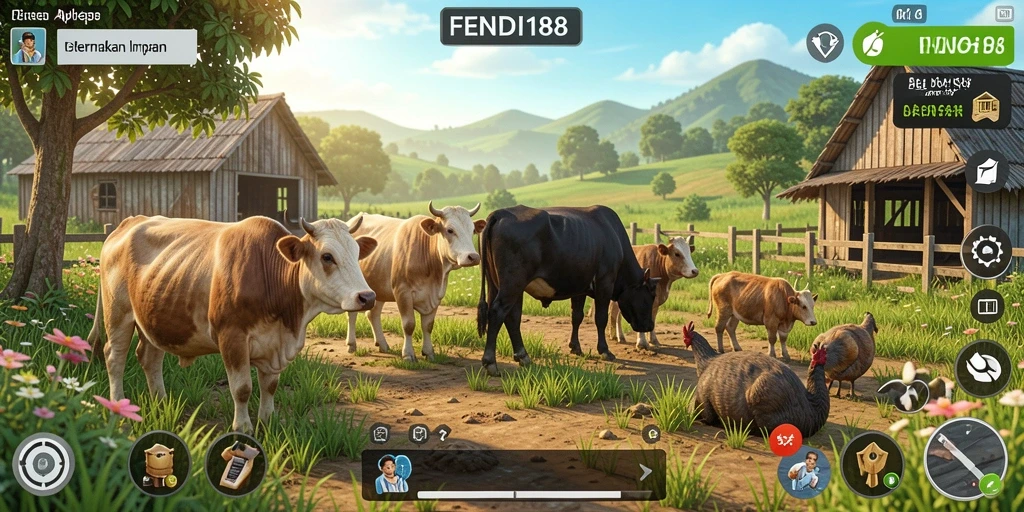 Screenshot FENDI188 menampilkan aktivitas bertani yang seru dan interaksi antar pemain.