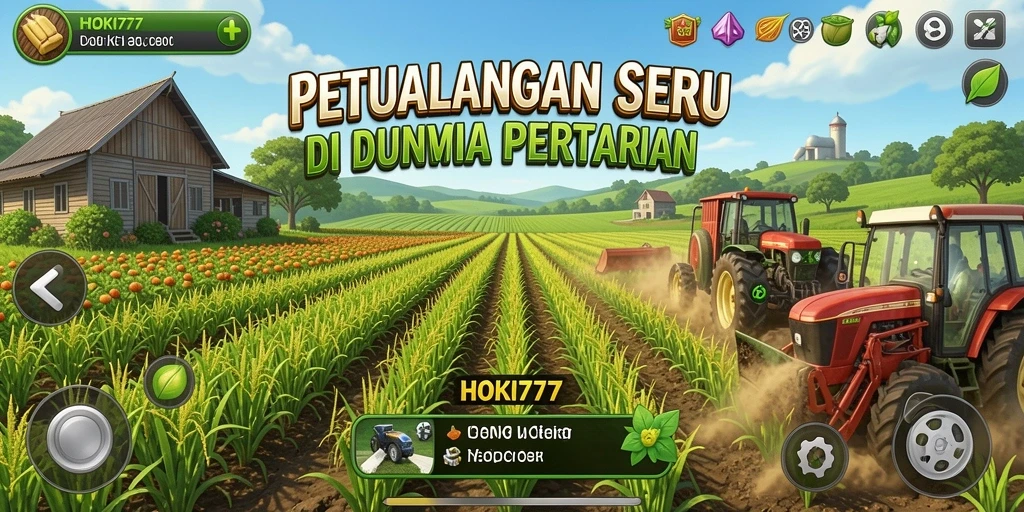Tampilan gameplay HOKI777 yang menampilkan aktivitas bertani yang seru.