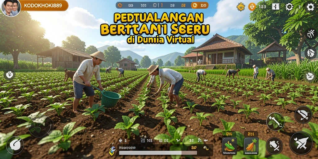 Screenshot gameplay seru dari KODOKHOKI889 yang menunjukkan aktivitas bertani.