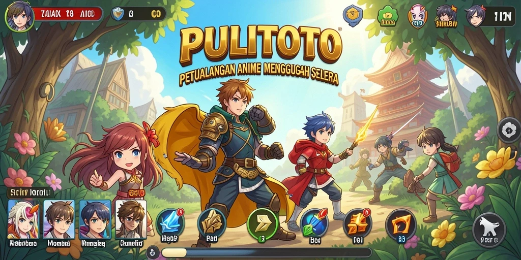 Screenshot utama PULITOTO menampilkan aksi karakter dalam dunia Anime.