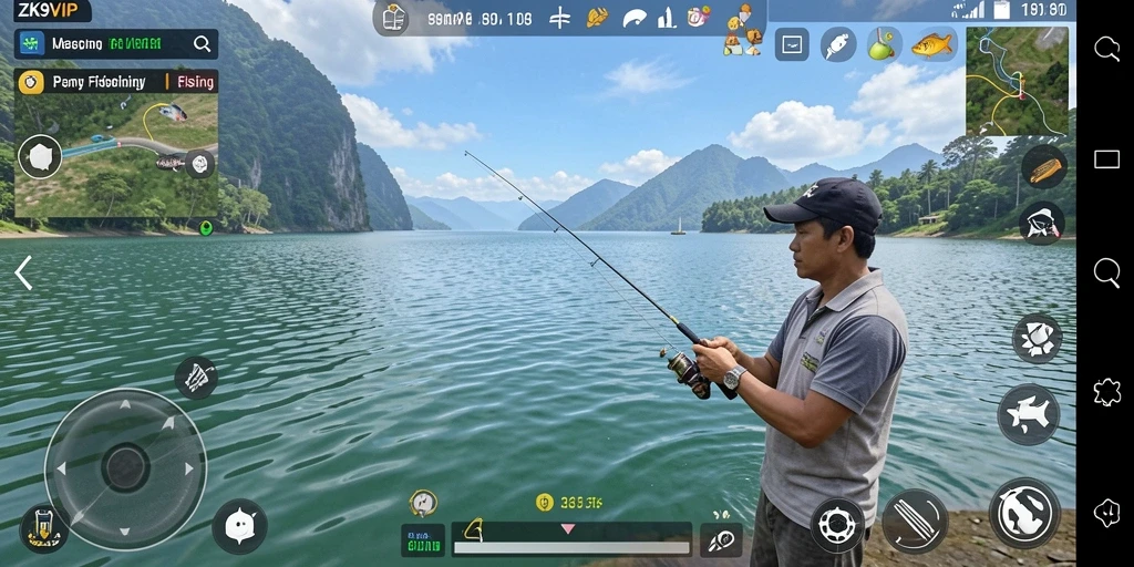 Gameplay mendebarkan dalam ZK9VIP dengan berbagai jenis ikan yang menunggu untuk ditangkap.